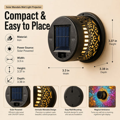 🌈 Mandala Solar Wall Lamp – Magical Patio Night Ambience✨