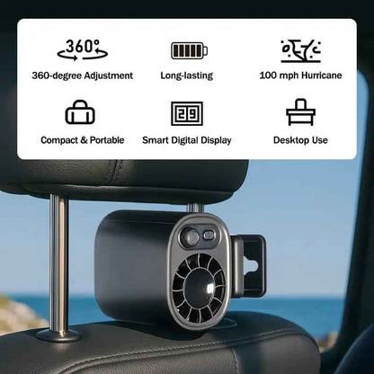 ❄️ Car Clip-On Fan with LED Display – Stay Cool Anywhere You Drive