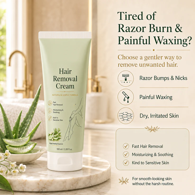 Ahlwo Painless Depilatory Cream – No Razor Bumps, No Harsh Odor
