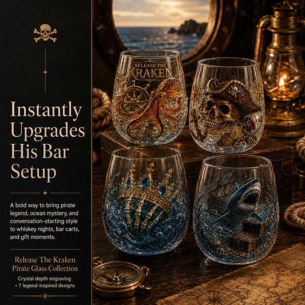 🌊 7-Piece Legendary Ocean Treasure Crystal Set for Whiskey Lovers & Home Bar Collectors ⚓✨