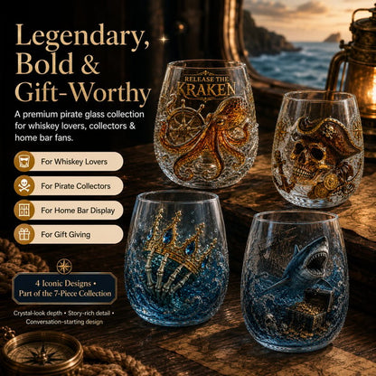 🌊 7-Piece Legendary Ocean Treasure Crystal Set for Whiskey Lovers & Home Bar Collectors ⚓✨