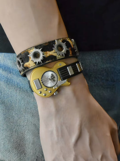 Vintage Punk Rock Leather Strap Wrist Watch