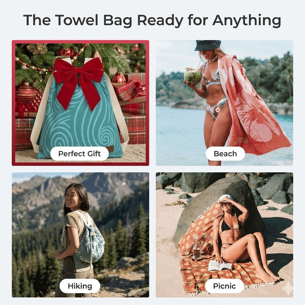 🏖️ 2-in-1 Sand-Free Towel Backpack | 100% Organic Cotton