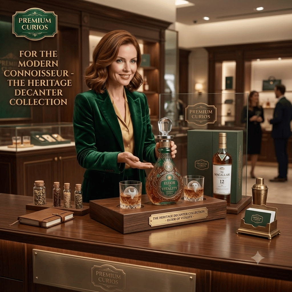 🌳 The Heritage Collection – “Fountain of Life” Luxury Decanter and Whiskey Glass Set with Vintage-Style Carvings
