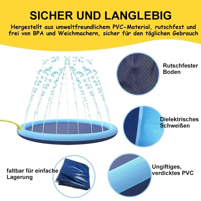🐶Foldable Dog Swimming Pool with Water Sprayer – Cooling Paddling Mat for Garden, Patio & Summer Play Days