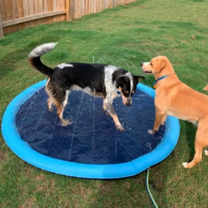 🐶Foldable Dog Swimming Pool with Water Sprayer – Cooling Paddling Mat for Garden, Patio & Summer Play Days
